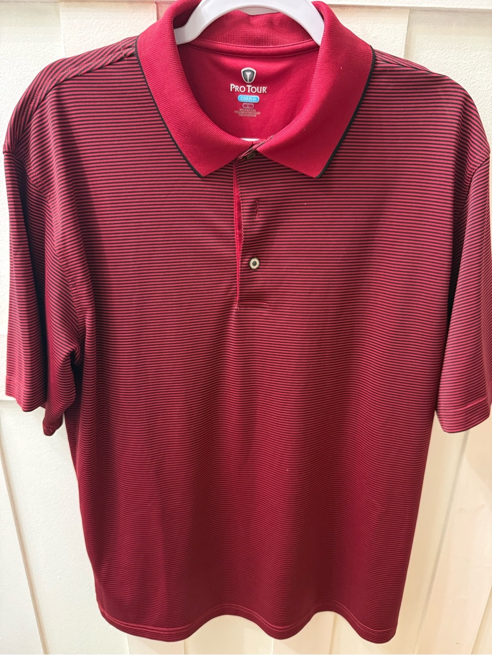 Pro Tour Men’s Burgundy Striped Golf Polo